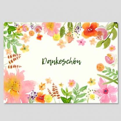 "Dankeschön" Aquarellblumen zum direkten Download in DIN A4