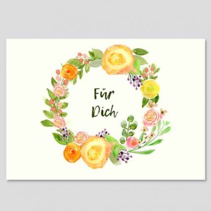 "Für Dich" Aquarellblumen zum direkten Download in DIN A4