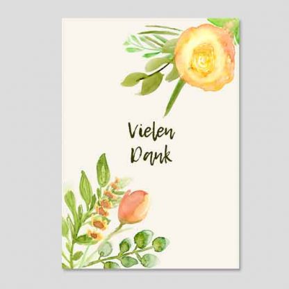 "Vielen Dank" Aquarellblumen zum direkten Download in DIN A4