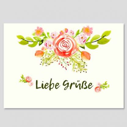 "Liebe Grüße" Aquarellblumen zum direkten Download in DIN A4