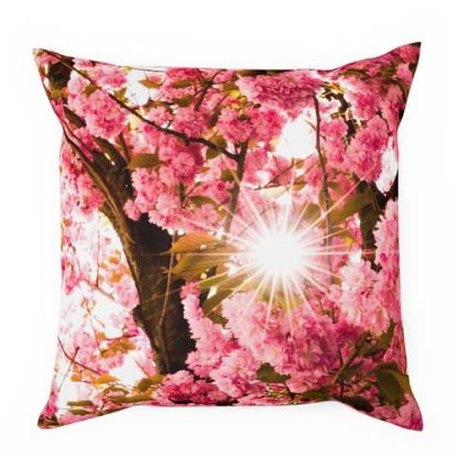 Deko Kissen - Sonne scheint durch Kirschblüten - 40x40 cm - beidseitig bedruckt – Bild 3