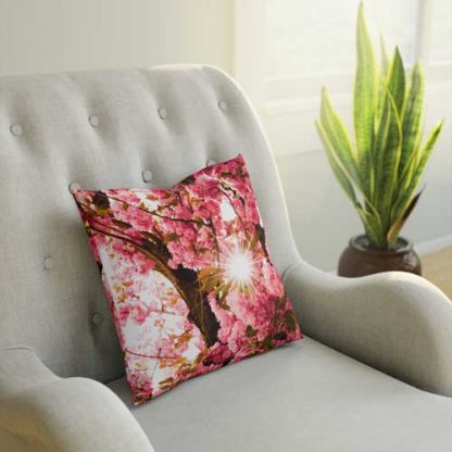 Deko Kissen - Sonne scheint durch Kirschblüten - 40x40 cm - beidseitig bedruckt – Bild 4
