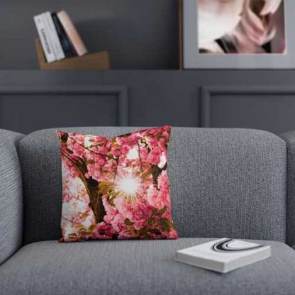 Deko Kissen - Sonne scheint durch Kirschblüten - 40x40 cm - beidseitig bedruckt – Bild 2