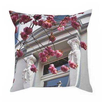 Deko Kissen - Fassade-weiss-Jugendstil-Balkon - 40x40 cm - beidseitig bedruckt – Bild 4