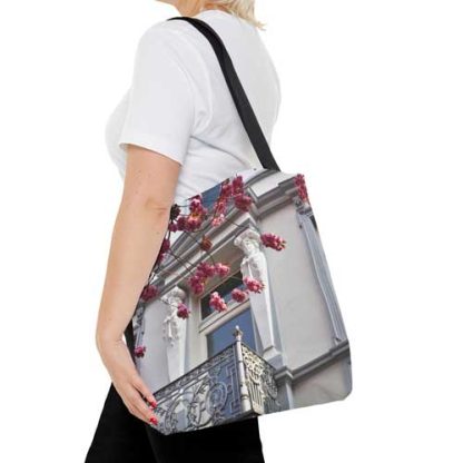 Tote Bag - Fassade-Bonn-Jugendstil-Balkon - Beidseitig bedruckte Umhängetasche