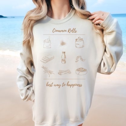 Cinnamon Rolls - Design - classic Unisex Crewneck Sweatshirt - Gildan 18000 - fine line asthetic graphic - for baking lover