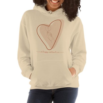 Boho Happy Heart Hoodie, Love Sweatshirt, Bohemian Pullover, Positive Vibes Jumper, Cozy Winter Sweater, Valentine's Day Gift